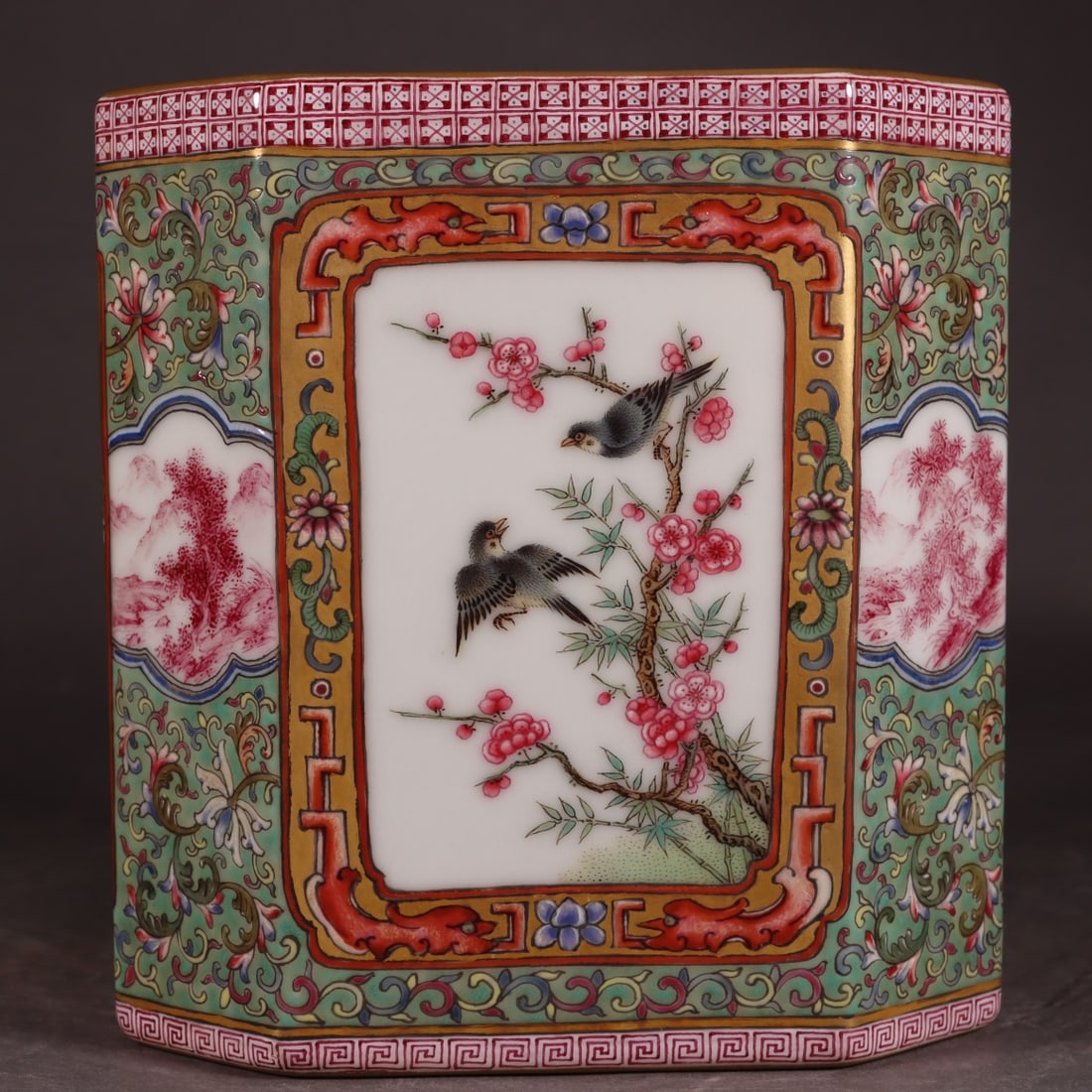 Enamel Figures Pattern Brush Pot - 5