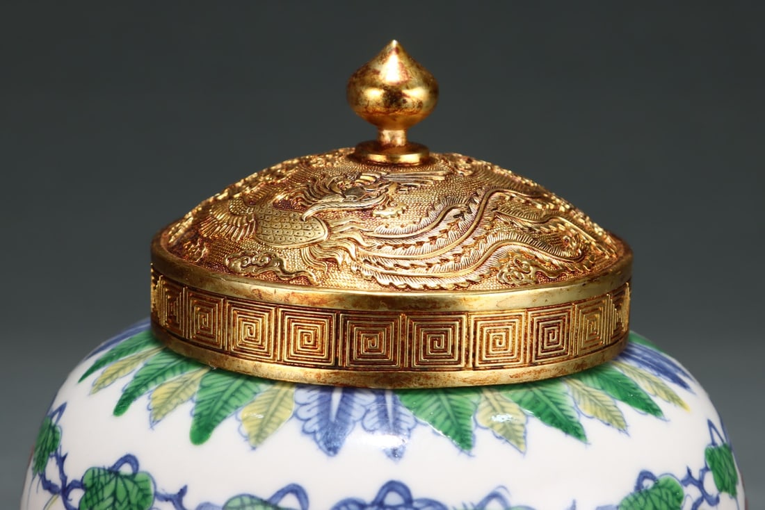 A Exquisite Doucai Grapes Pattern Flower and Butterfly Pattern Jar - 5