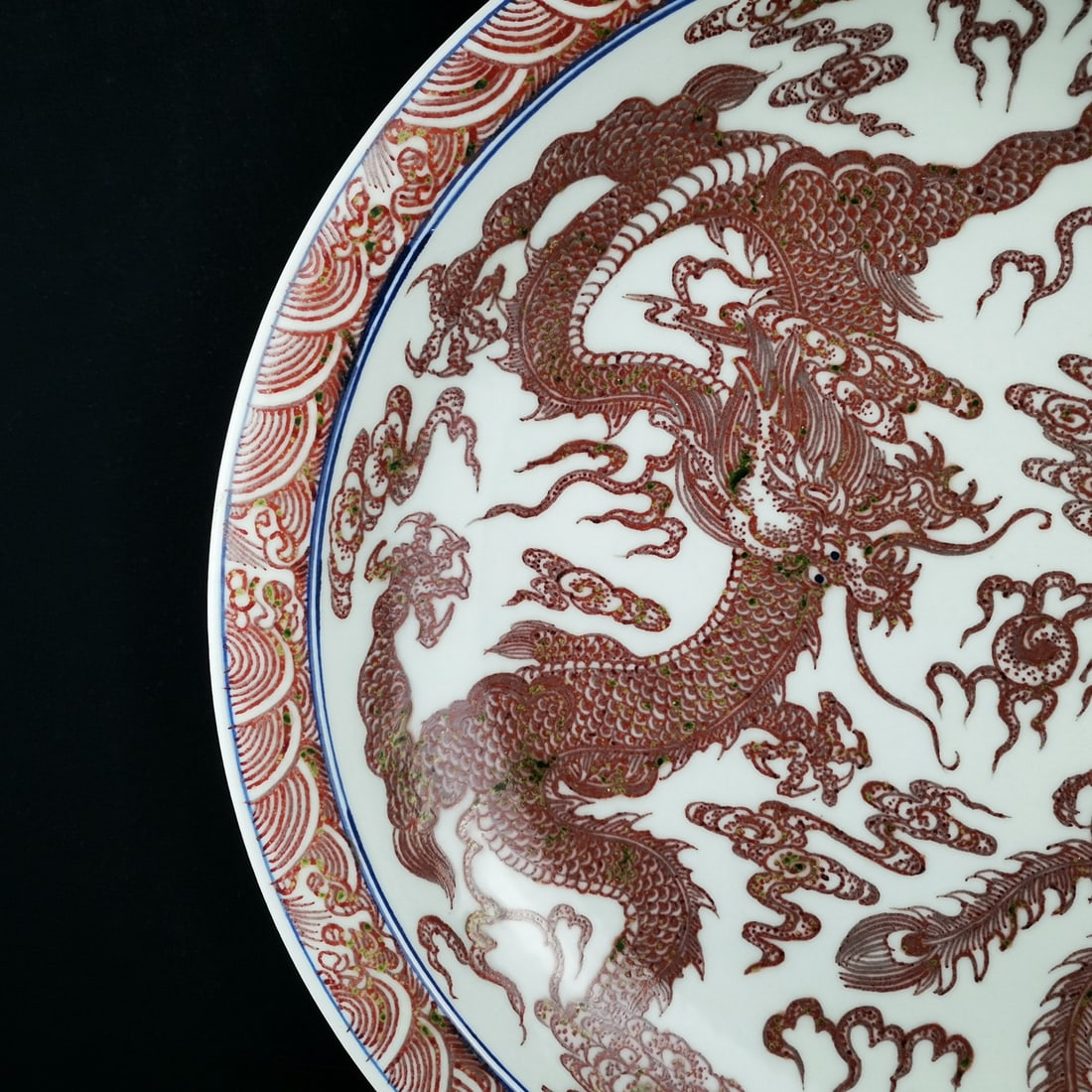 Underglaze-Red Dragon and Phoenix Pattern Plate - 2
