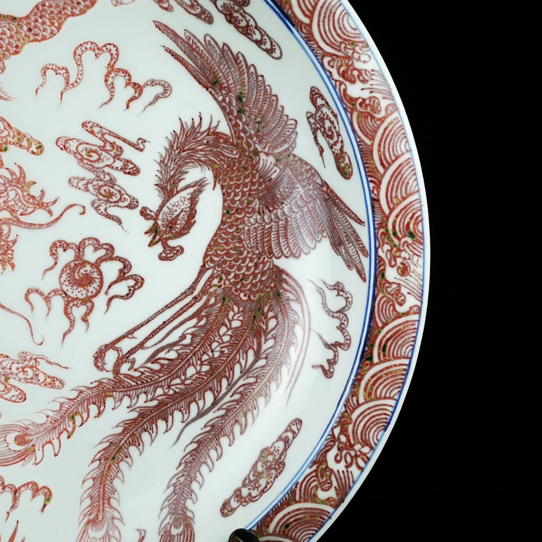 Underglaze-Red Dragon and Phoenix Pattern Plate - 3