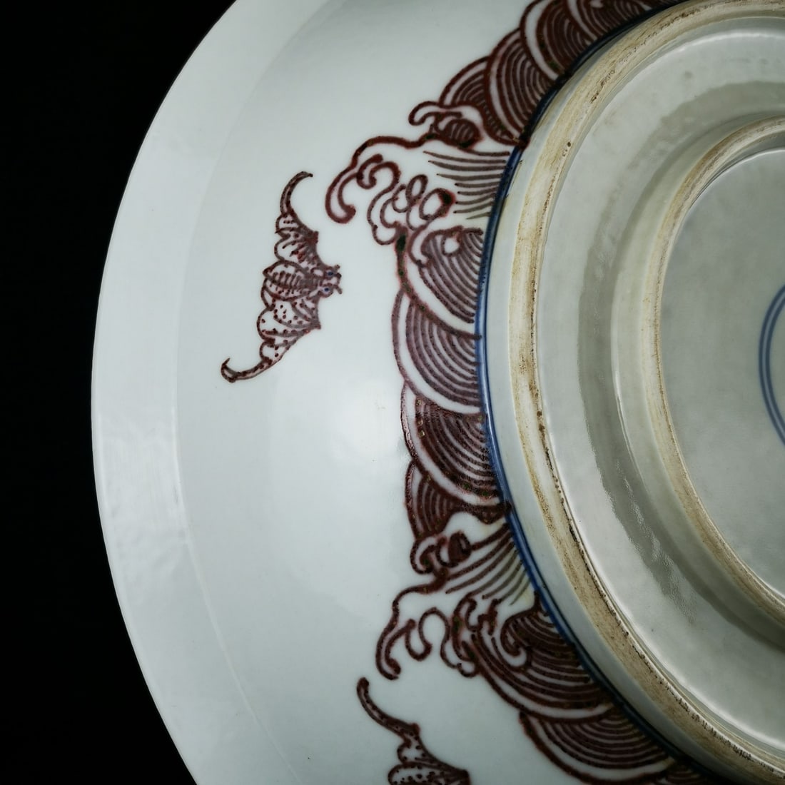 Underglaze-Red Dragon and Phoenix Pattern Plate - 7