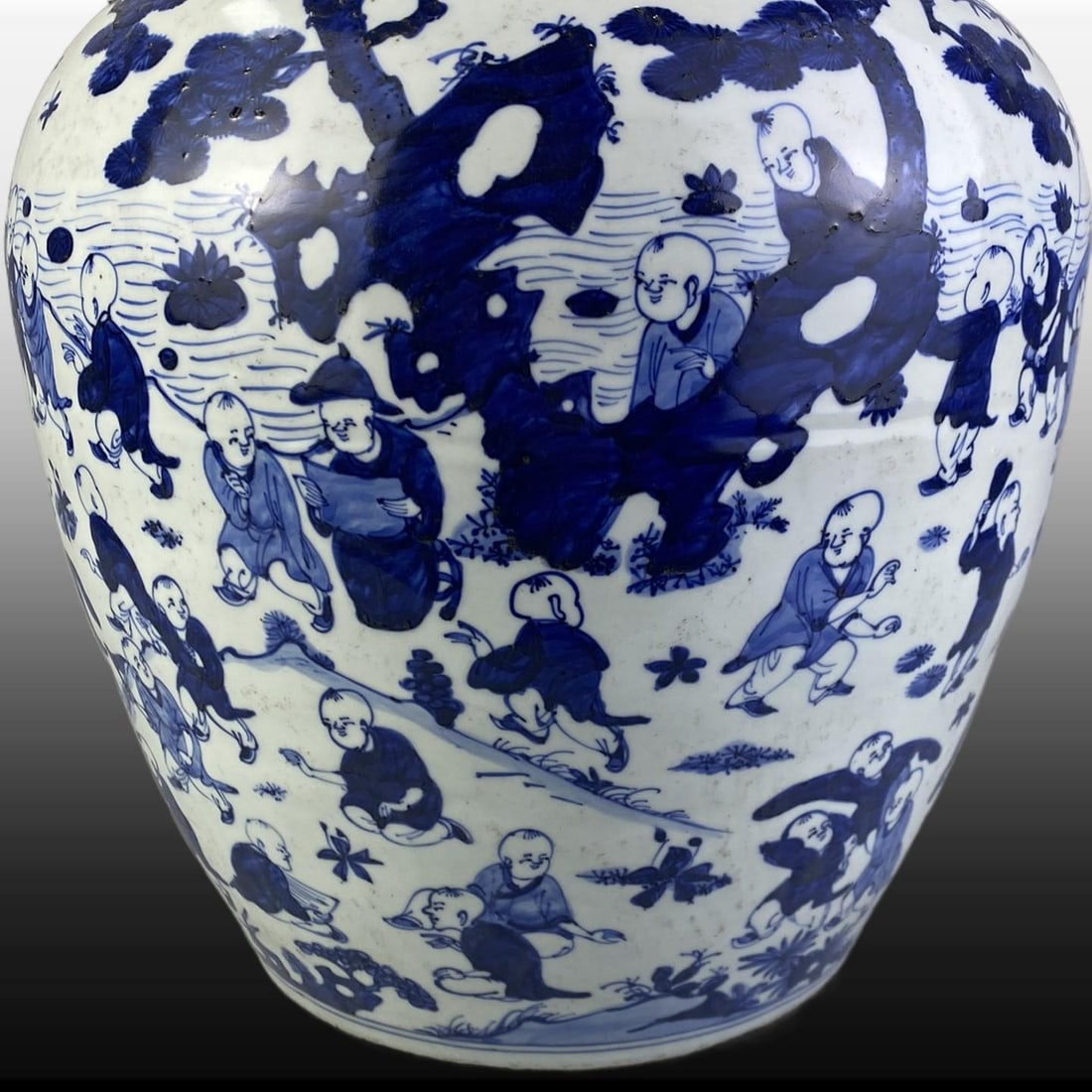 Blue and White Figures Pattern Jar - 6