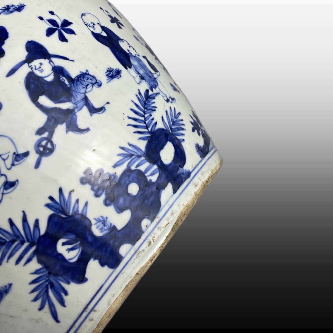Blue and White Figures Pattern Jar - 8
