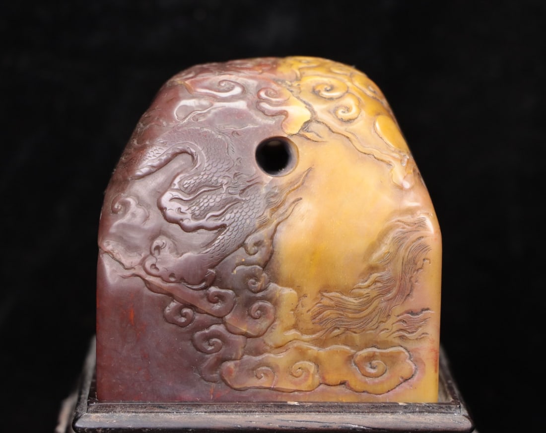 A Exquisite Shoushan Stone Auspicious Cloud Pattern Seal - 4