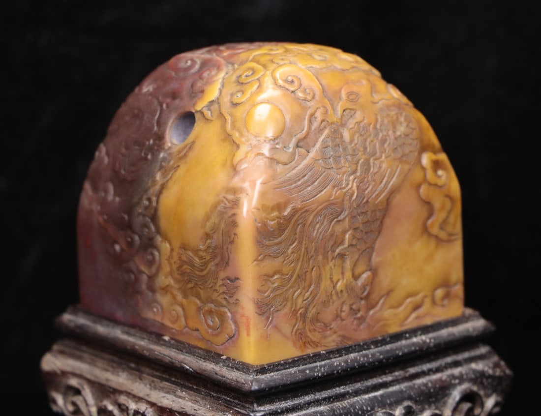 A Exquisite Shoushan Stone Auspicious Cloud Pattern Seal - 5