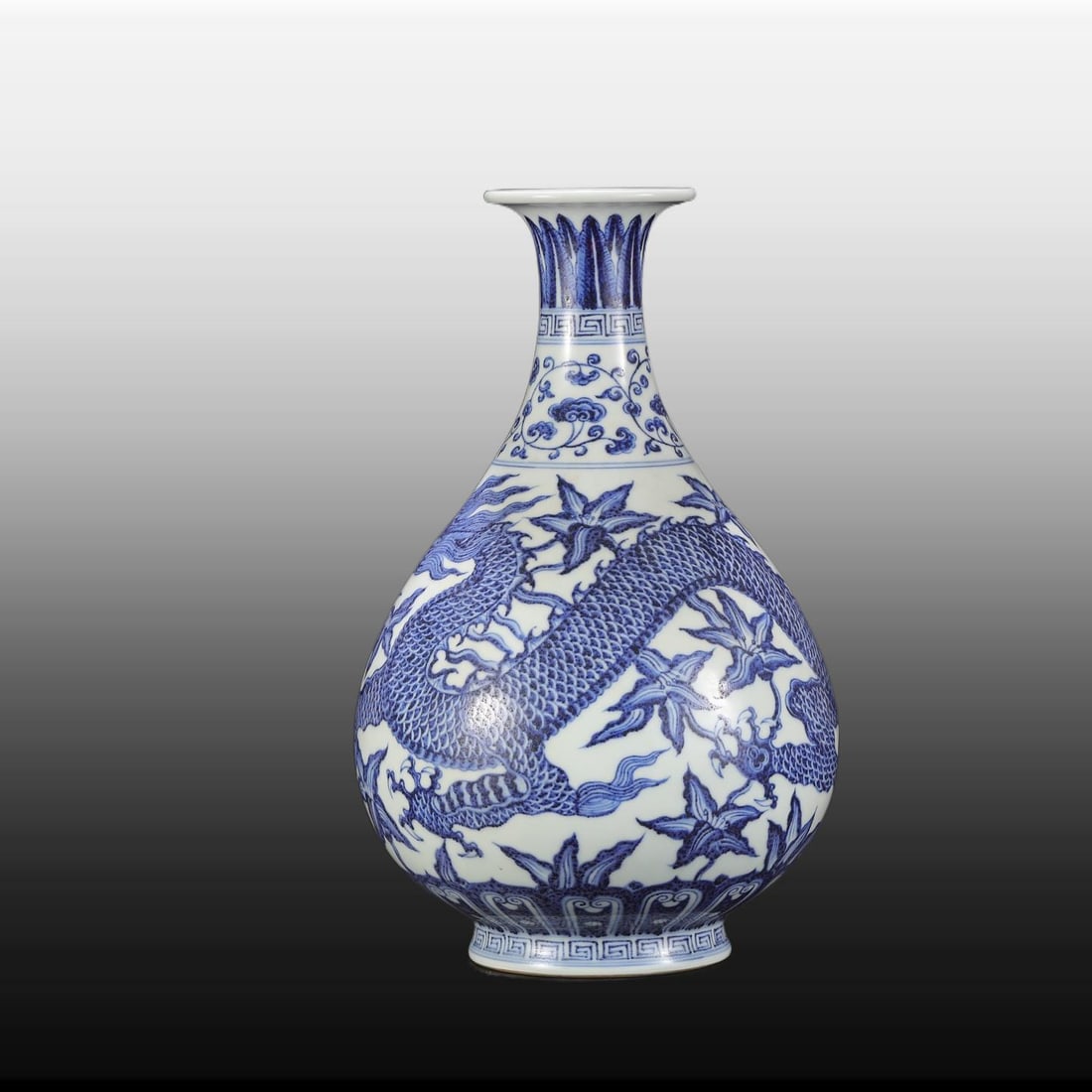 A Exquisite Blue and White Lotus Pattern Dragon Pattern Vase - 6