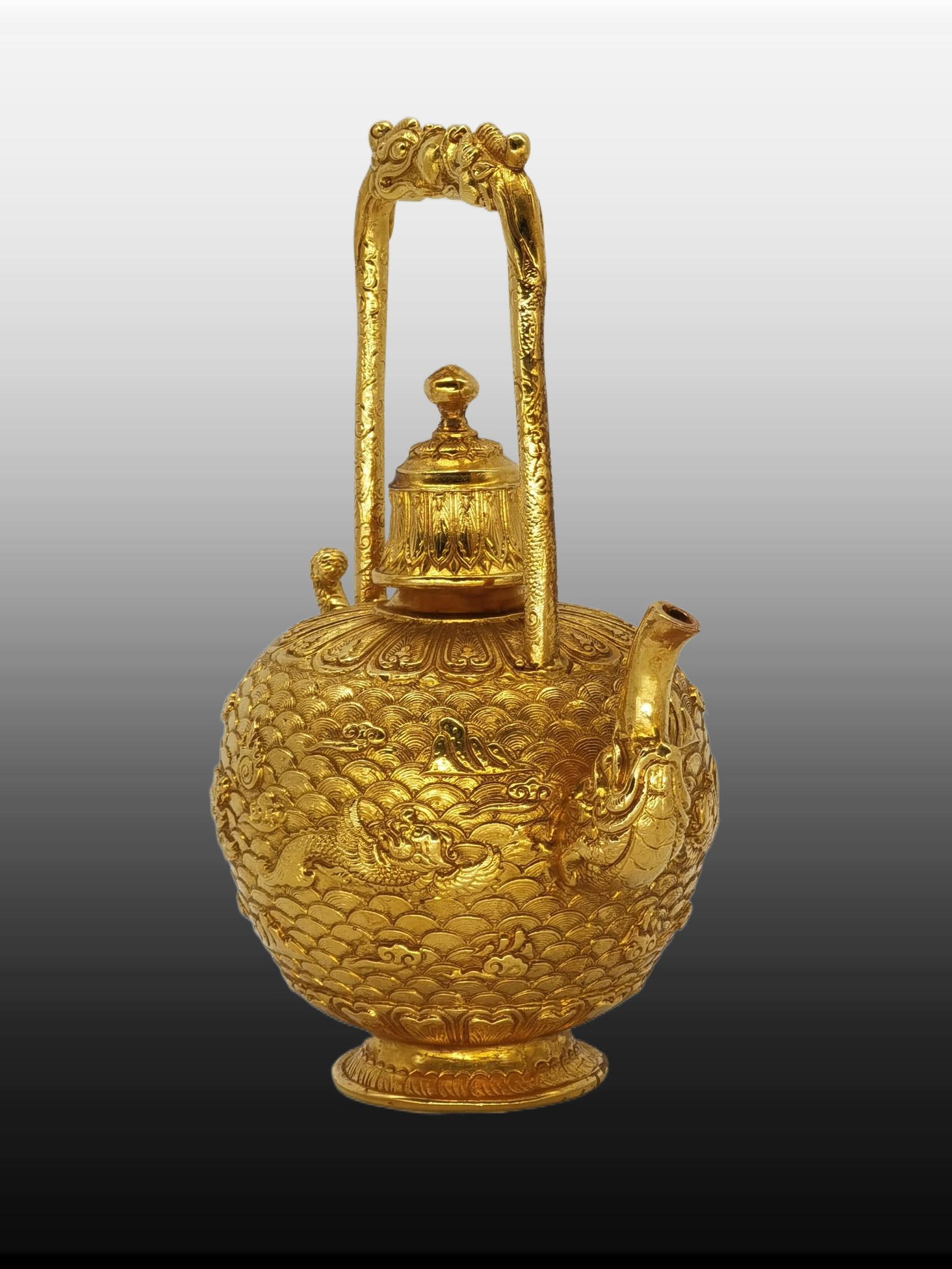 A Exquisite Gilt Bronze Dragon Pattern Ewer - 5