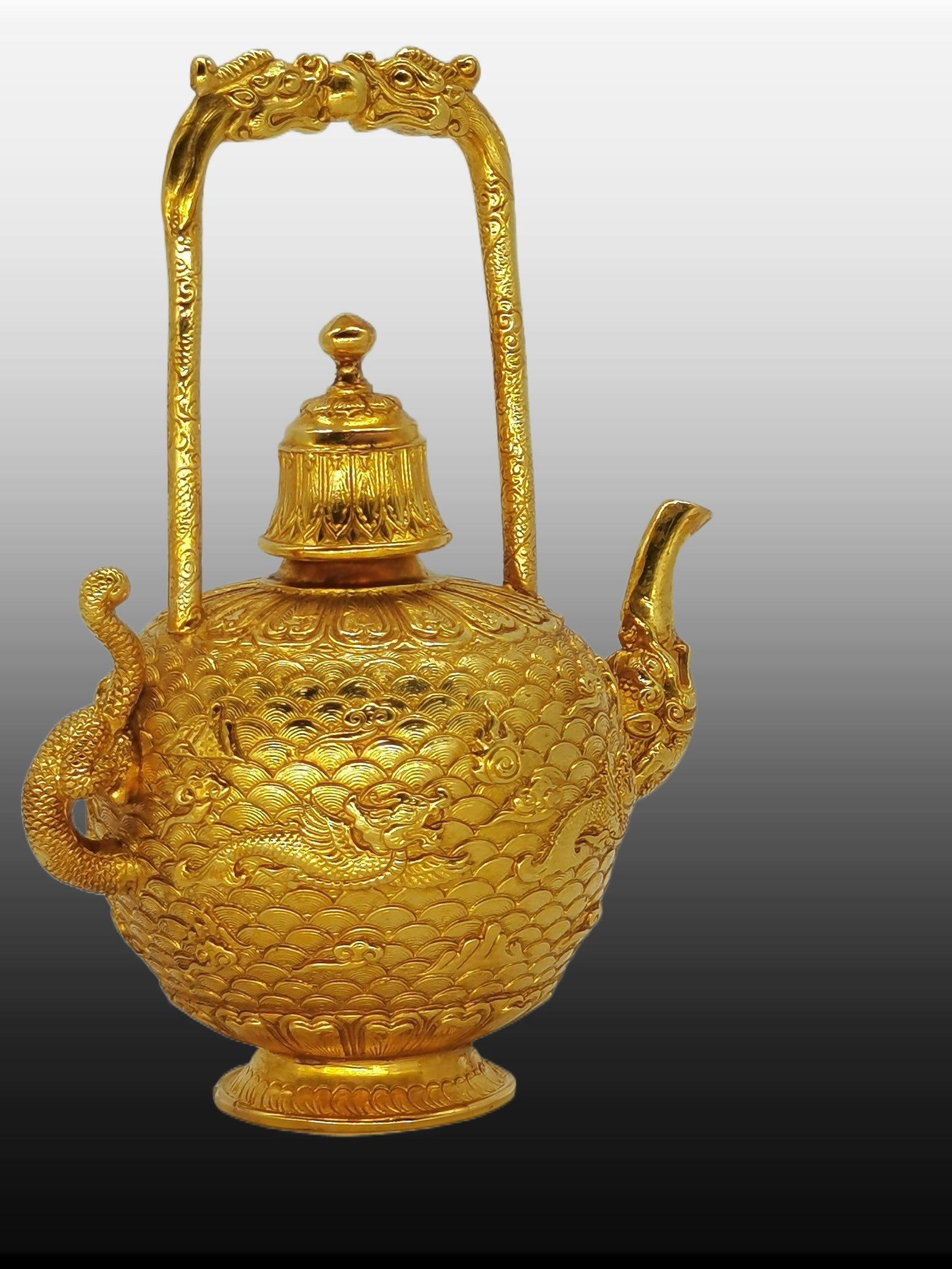 A Exquisite Gilt Bronze Dragon Pattern Ewer - 6