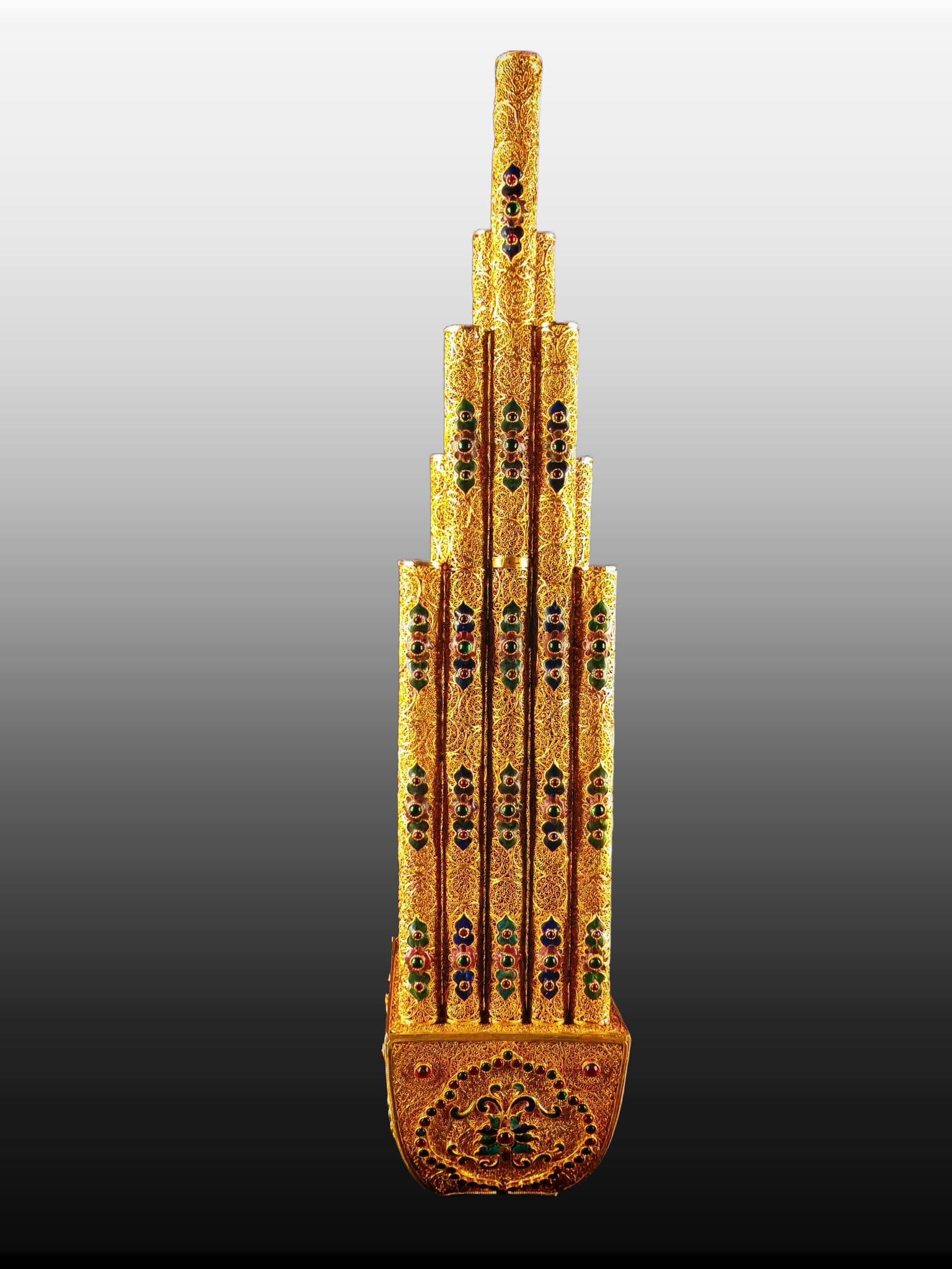A Exquisite Filigree Gilt Inlaid Gems Musical Instrument Ornament (1 of 7)