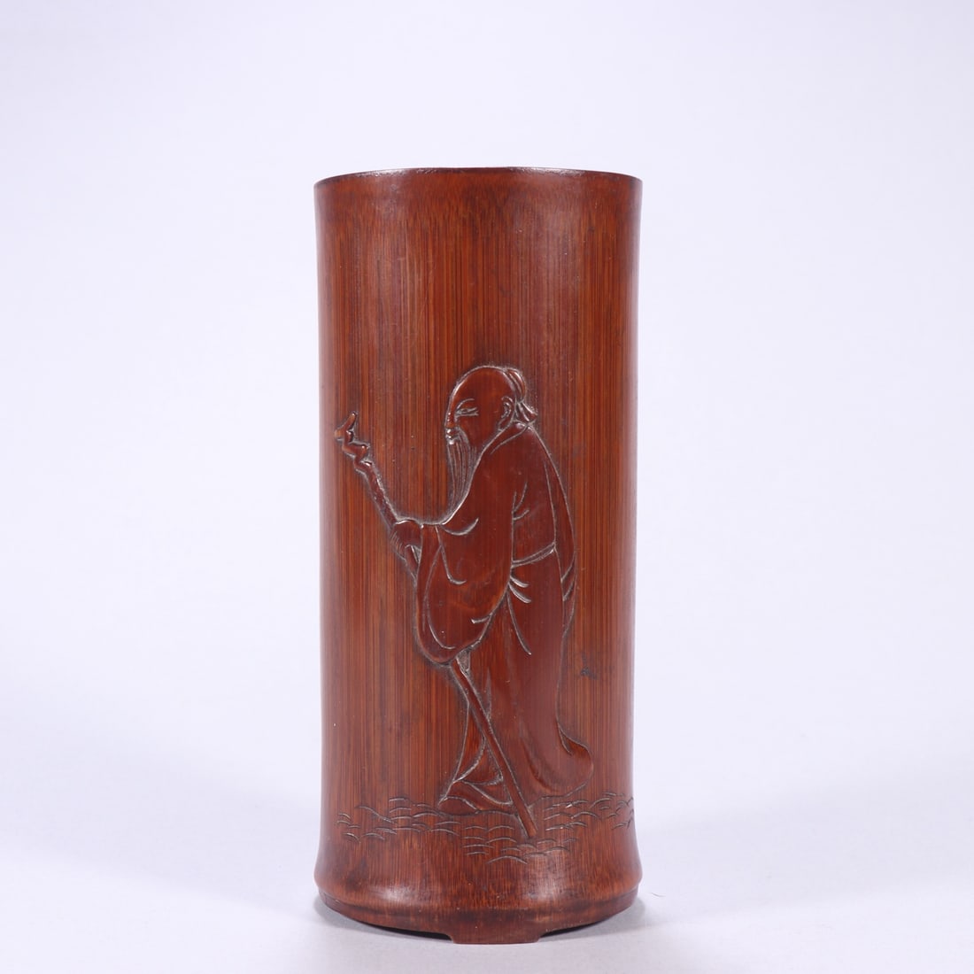 A Exquisite Bamboo Character and Story Pattern Brush Pot: A Exquisite Bamboo Character and Story Pattern Brush Pot,Qing Dynasty, China,Size:5.5inx6.4in,Weight:135.2g