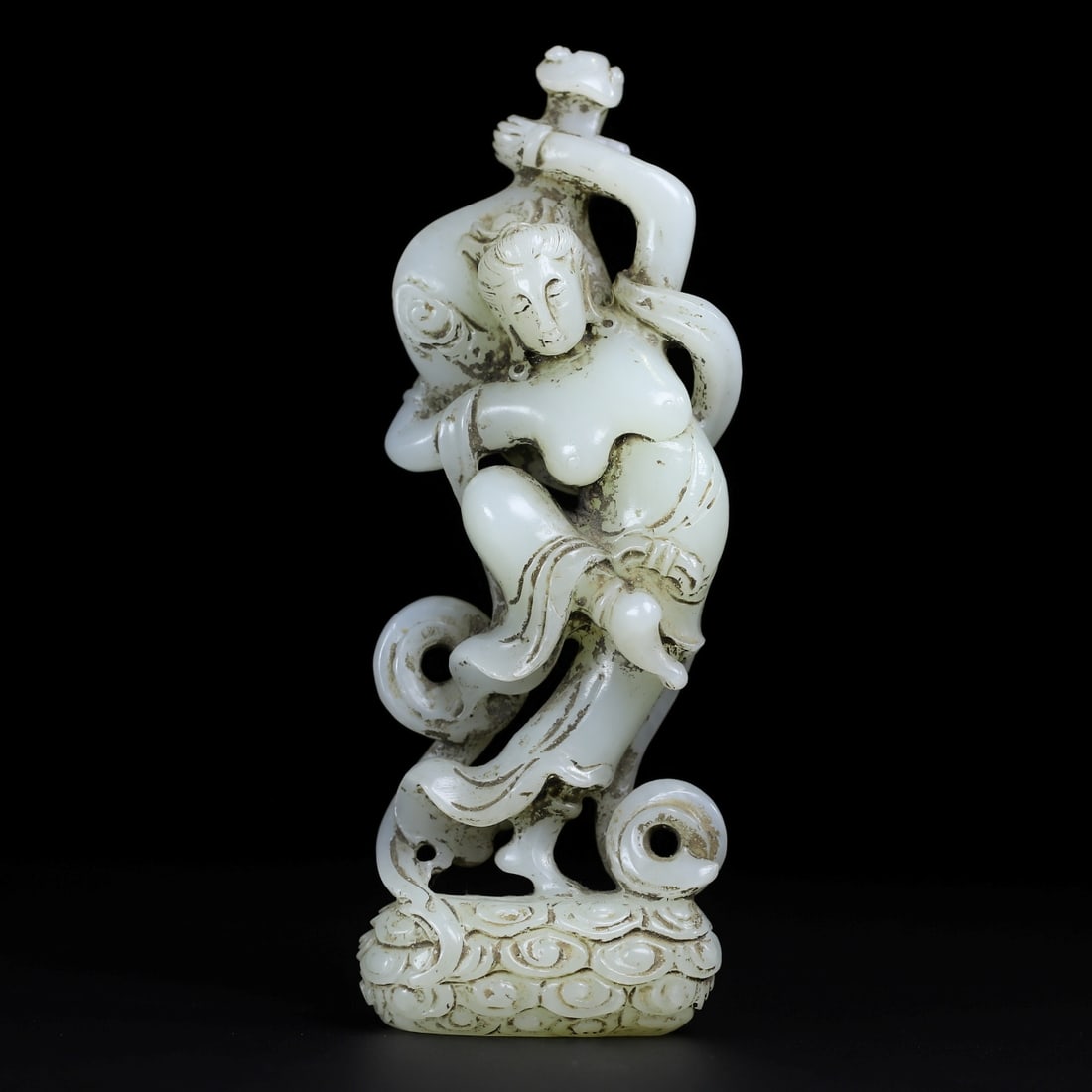 A Exquisite Hotan Jade Figures Ornament: A Exquisite Hotan Jade Figures Ornament,Ming Dynasty, China,Size:5.8inx2.1inx1in,Weight:192.9g 和田玉人物摆件,中国明代