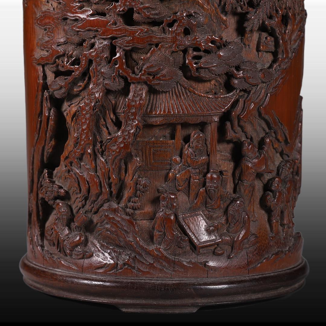 A Exquisite Bamboo Figures Pattern Brush Pot - 4