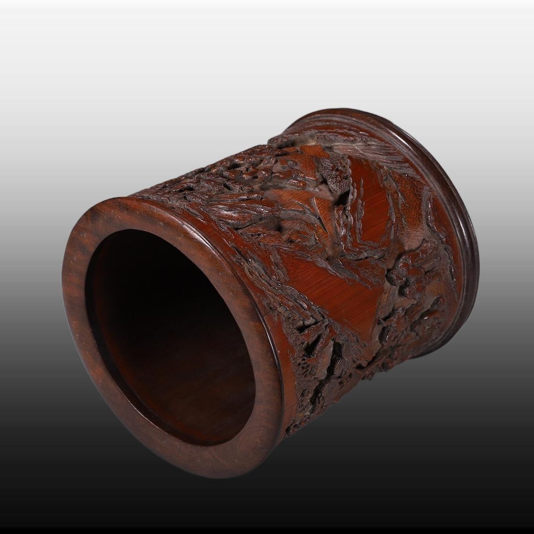 A Exquisite Bamboo Figures Pattern Brush Pot - 7