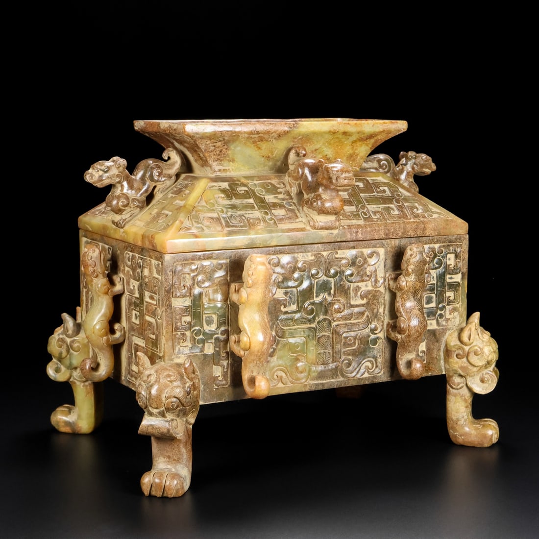 A Exquisite Hotan Jade Auspicious Beast Box - 5
