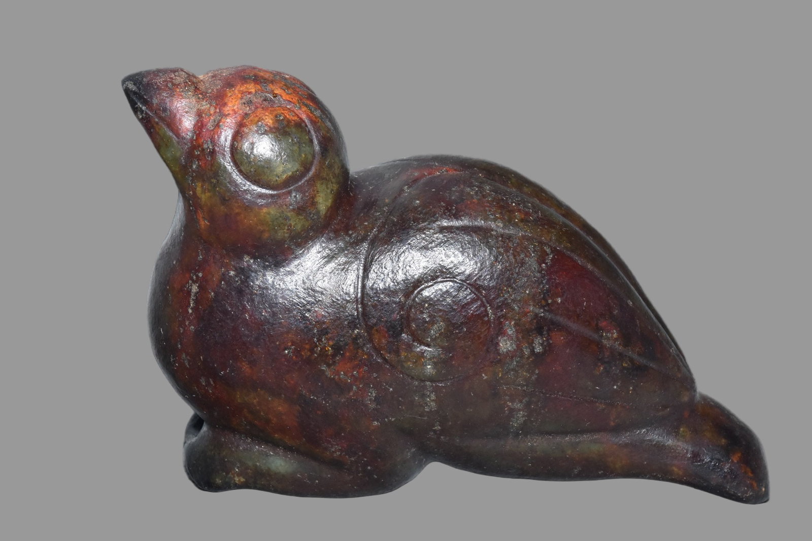 A Exquisite Hemoyu Bird: A Exquisite Hemoyu Bird,Ancient Time, China,Size:4.7inx3.7in,Weight:610g 河磨玉鸟,远古时期