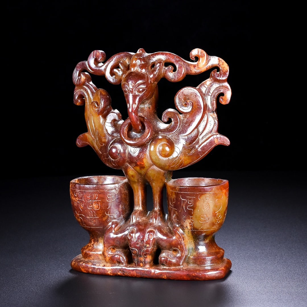 A Exquisite Hotan Jade Phoenix Candlestick - 2