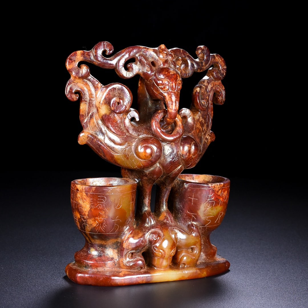 A Exquisite Hotan Jade Phoenix Candlestick - 3