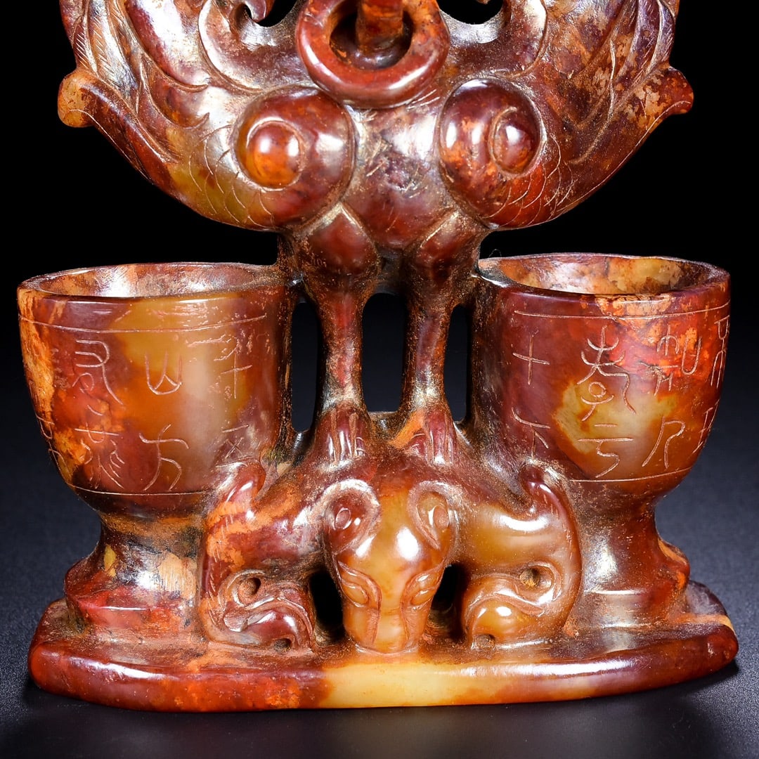 A Exquisite Hotan Jade Phoenix Candlestick - 5