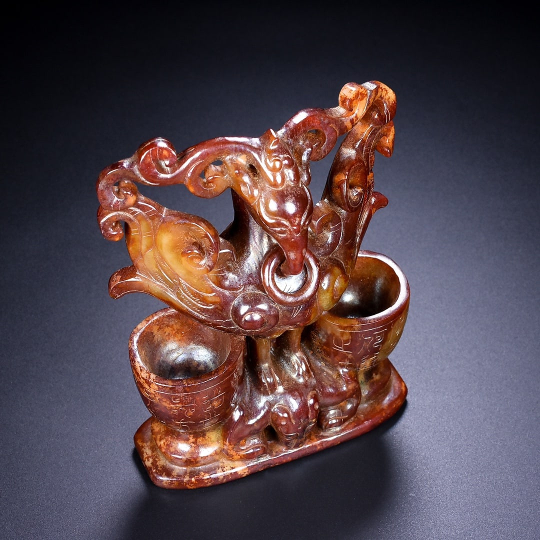 A Exquisite Hotan Jade Phoenix Candlestick - 6