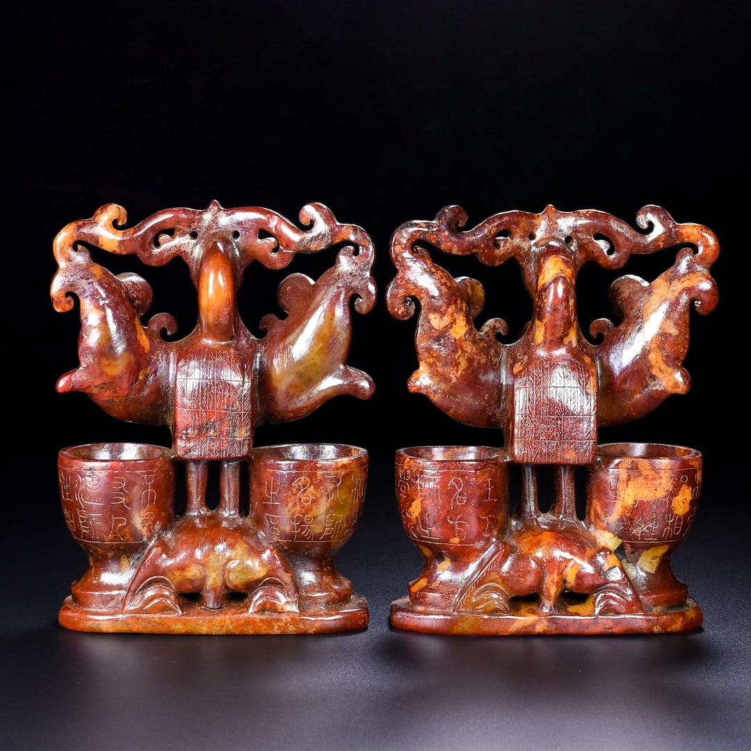 A Exquisite Hotan Jade Phoenix Candlestick - 7