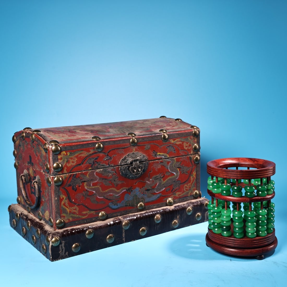 A Exquisite Redwood Inlaid Jadeite Brush Pot Abacus (1 of 15)