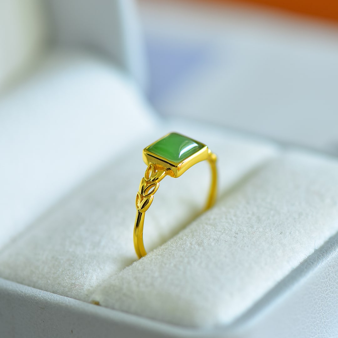 A Exquisite Silver Inlaid Jasper Square-shaped Ring - 5