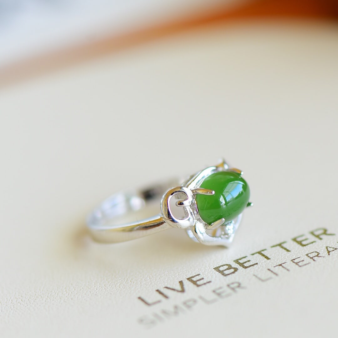A Exquisite Silver Inlaid Jasper Ring - 2