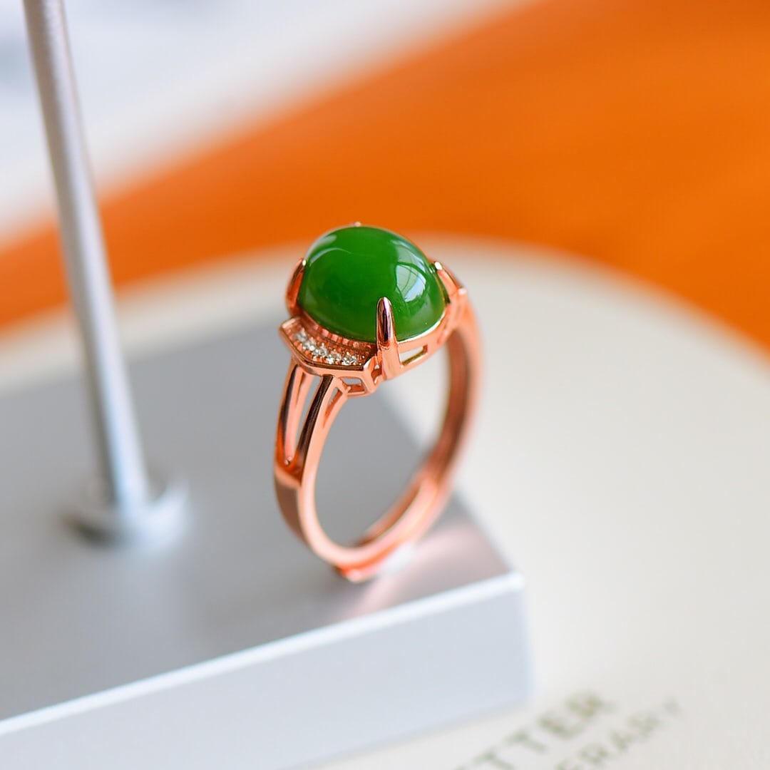 A Exquisite Silver Inlaid Jasper Ring - 4