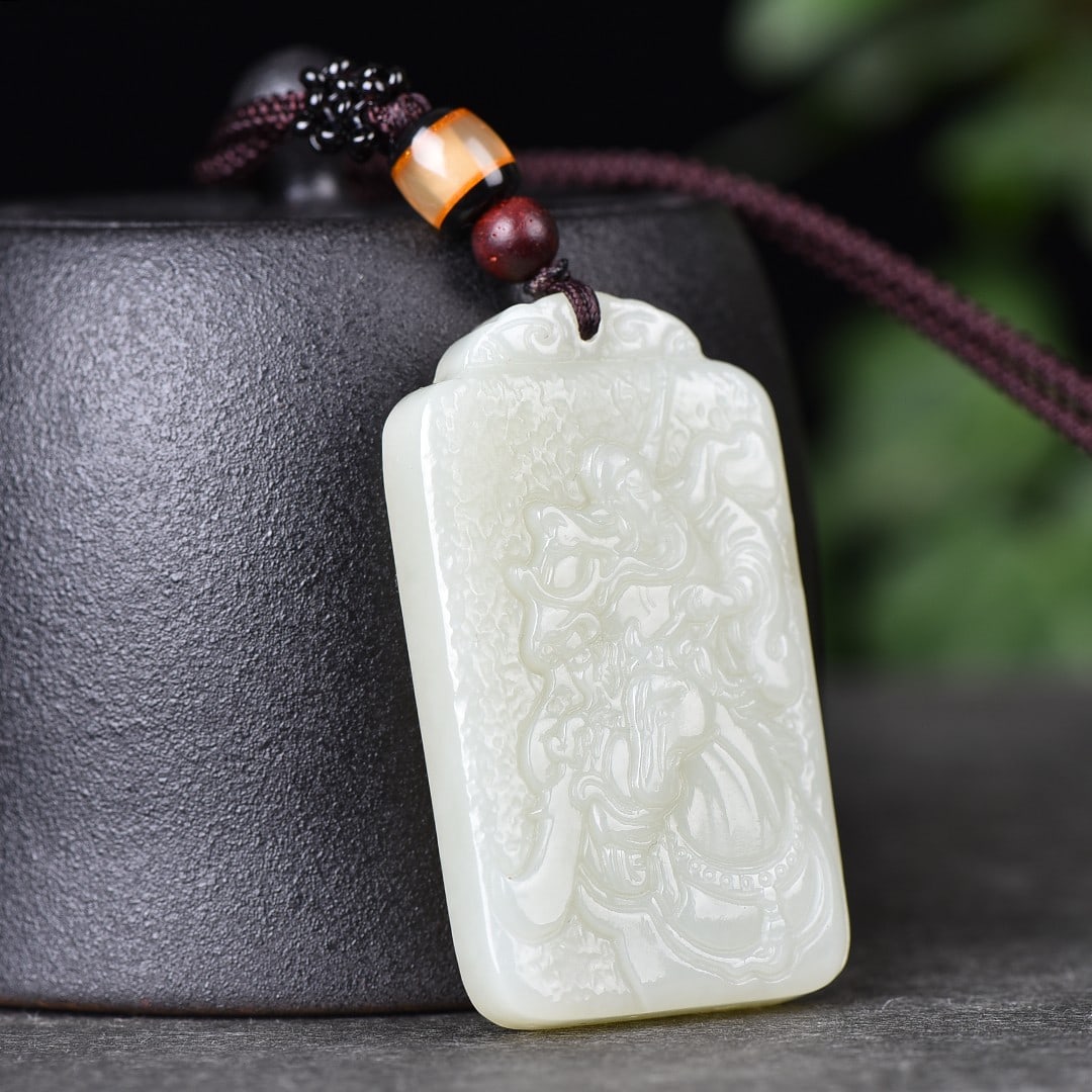 A Exquisite Hotan Jade Figures Pattern Pendant - 4