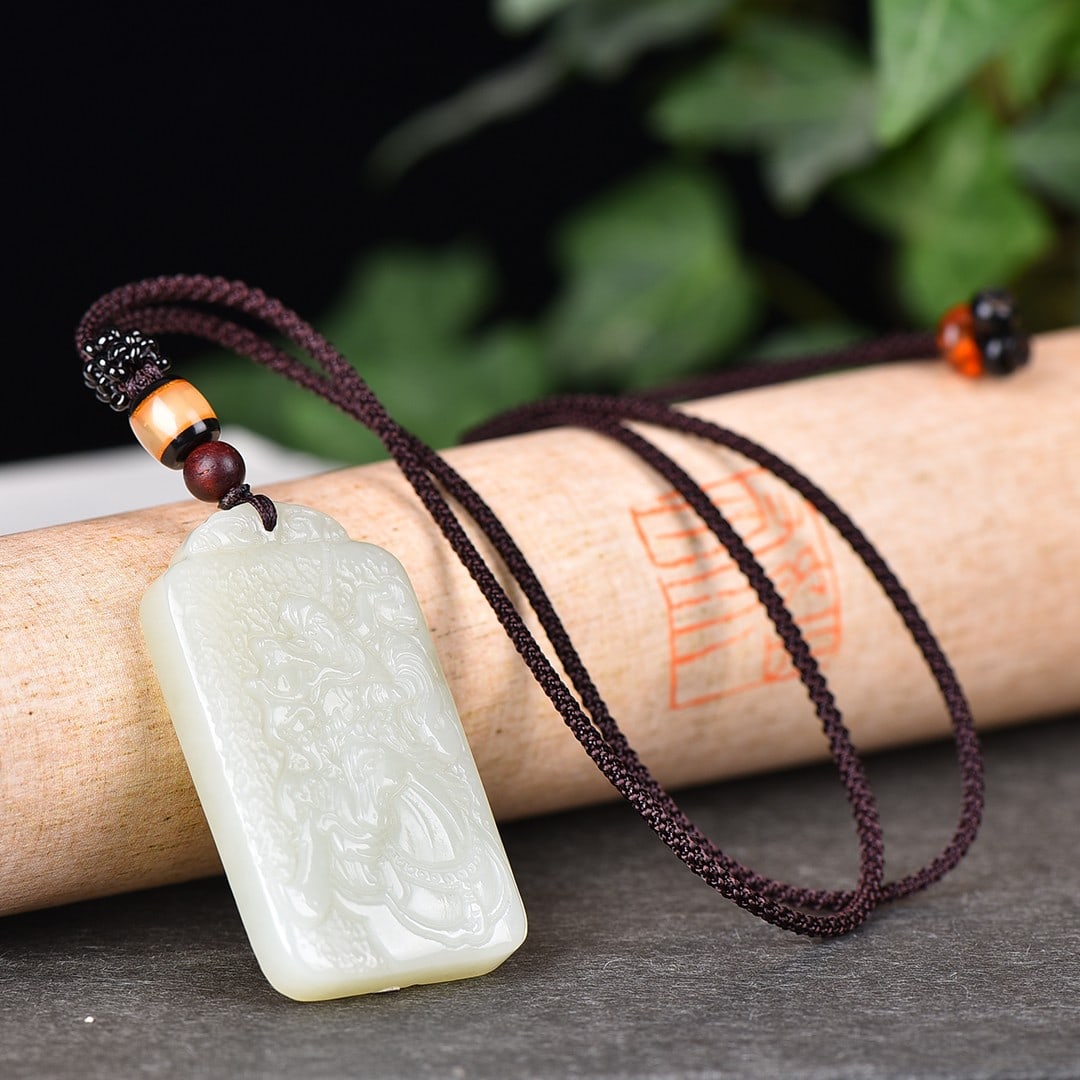 A Exquisite Hotan Jade Figures Pattern Pendant - 5