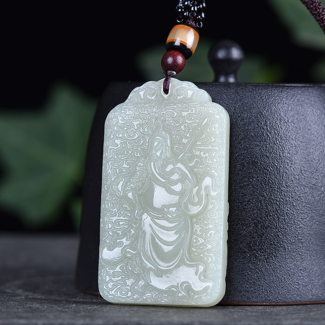 A Exquisite Hotan Jade Figures Pattern Pendant - 2
