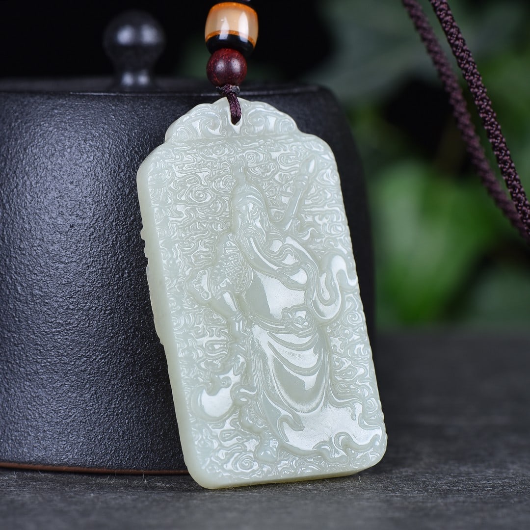 A Exquisite Hotan Jade Figures Pattern Pendant - 3