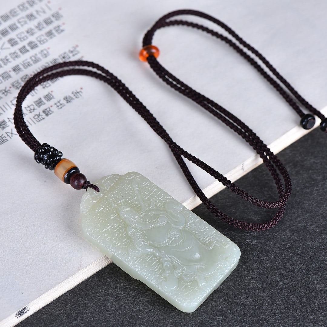 A Exquisite Hotan Jade Figures Pattern Pendant - 4