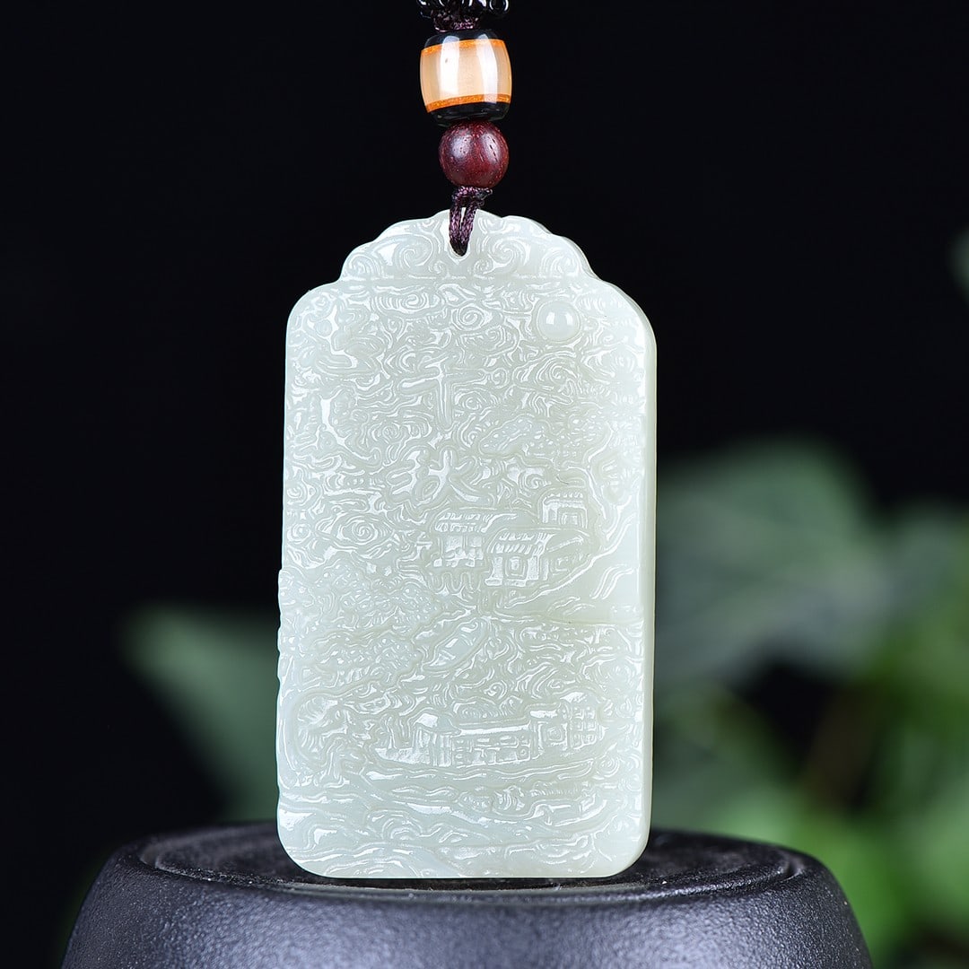 A Exquisite Hotan Jade Figures Pattern Pendant - 5