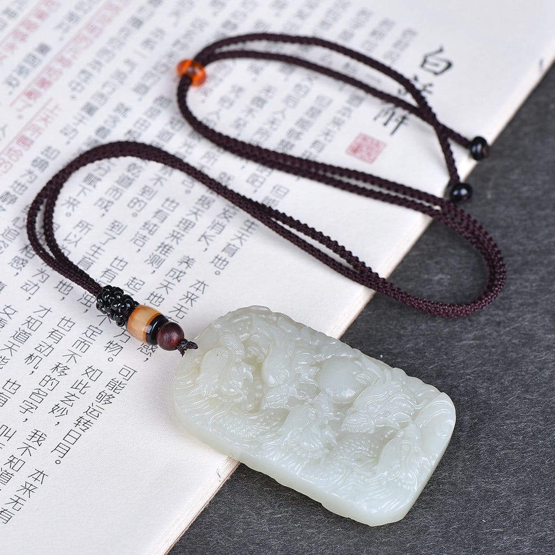 A Exquisite Hotan Jade Dragon Pattern Pendant - 5