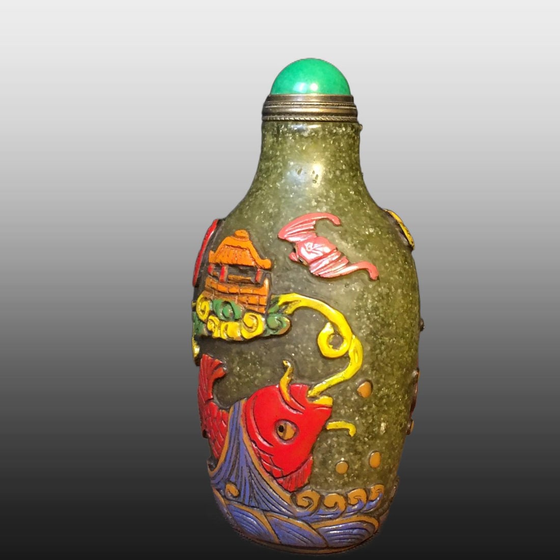 A Exquisite Colored glaze Fish Pattern Snuff Bottle - 5