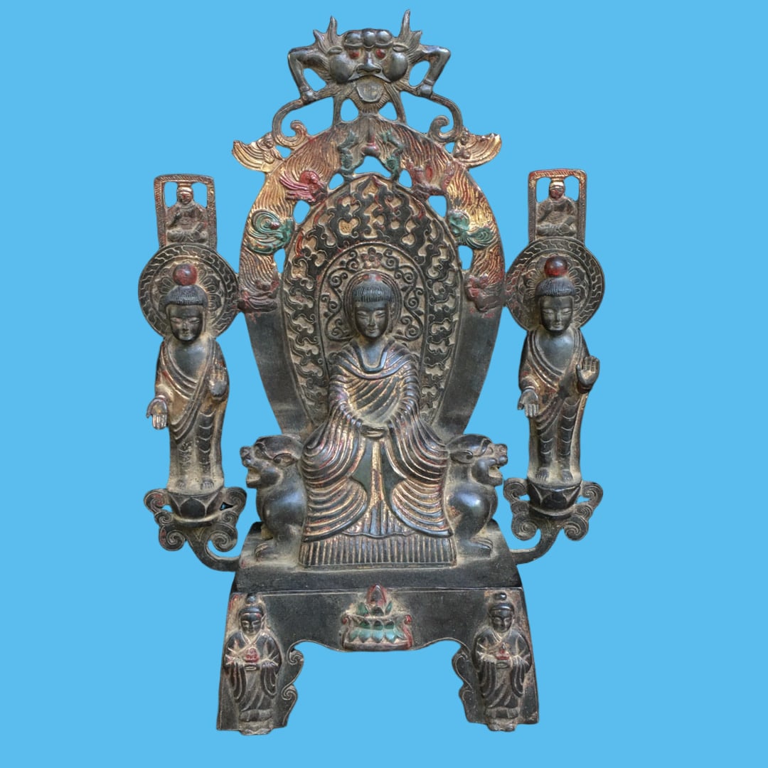 A Exquisite Copper-Bodied Buddha statue Ornament: A Exquisite Copper-Bodied Buddha statue Ornament,Northern Wei Dynasty,Size:14.2inx10.6in,Weight:2310g 铜佛像摆件,北魏