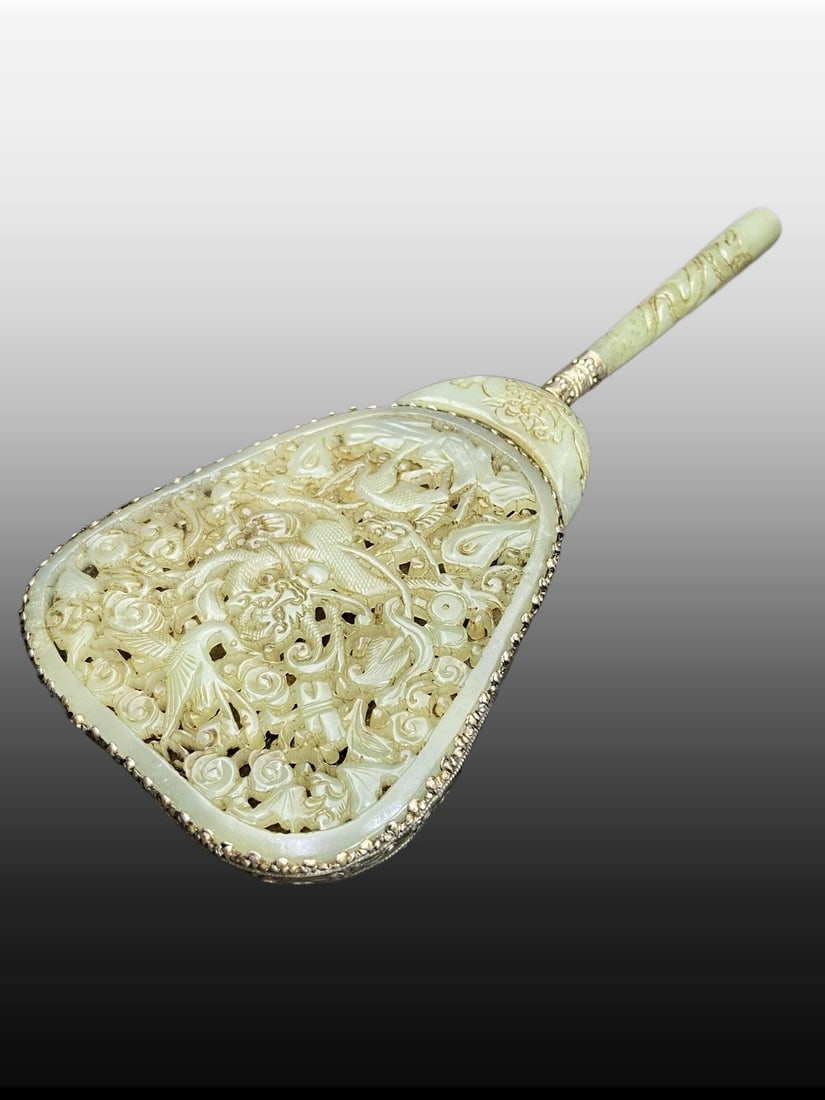 A Exquisite Hotan Jade Handheld Mirror - 4