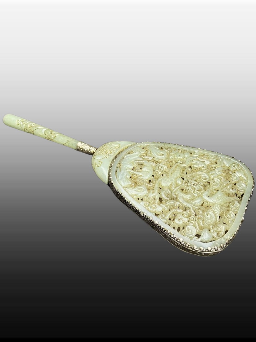 A Exquisite Hotan Jade Handheld Mirror - 5