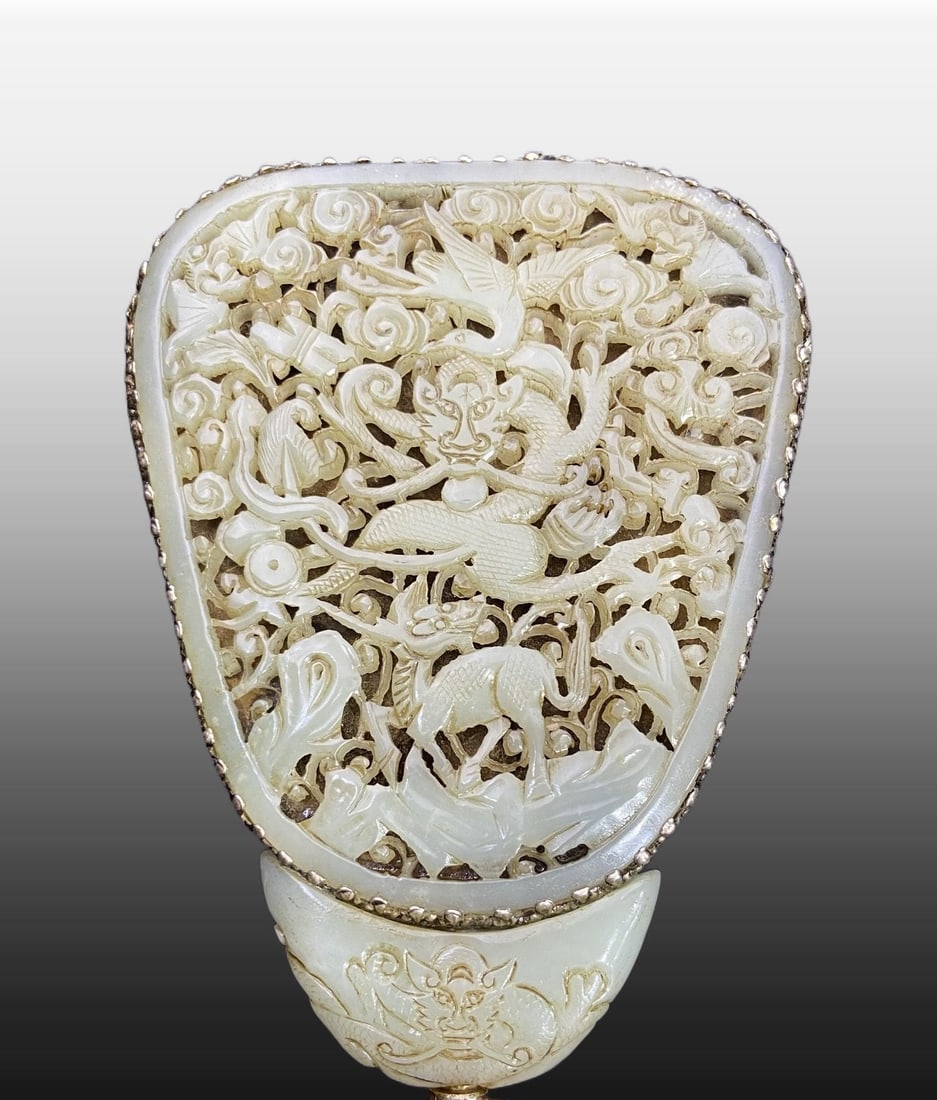A Exquisite Hotan Jade Handheld Mirror - 6