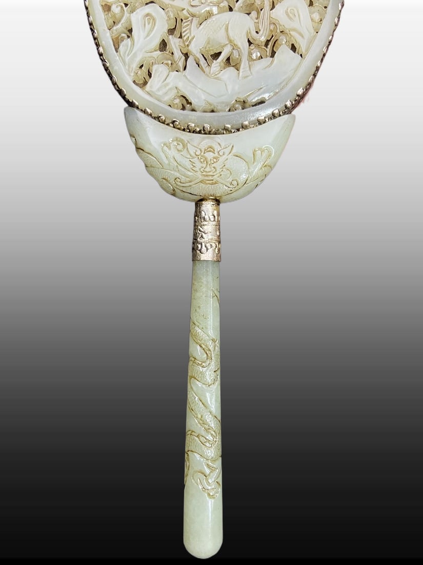 A Exquisite Hotan Jade Handheld Mirror - 7