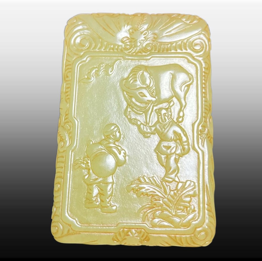 A Exquisite Hotan Yellow Jade Buffalo Pattern Jade pendant (1 of 6)