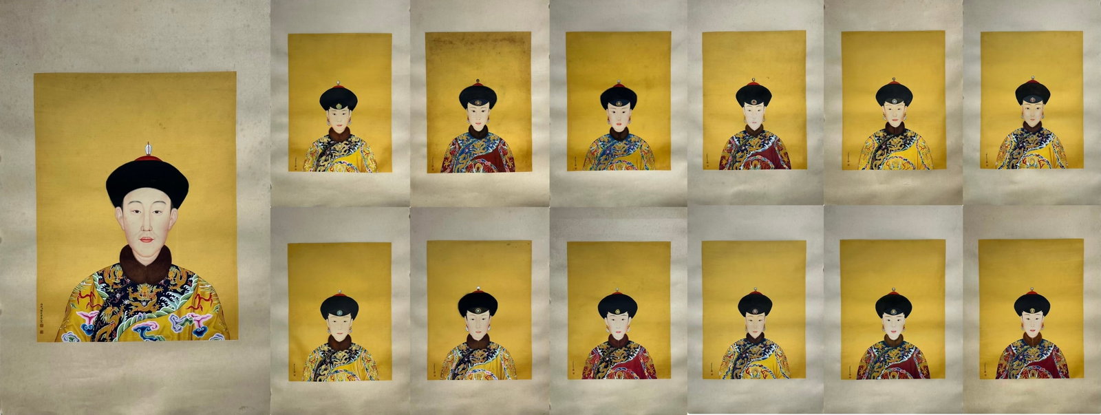 A Set of Chinese Ink Paintings of Figures on Silk (1 of 17)