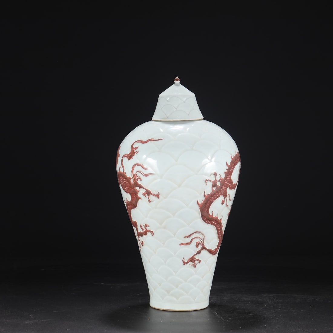 A Exquisite Underglaze-Red Seawater Pattern Dragon Pattern Vase - 6