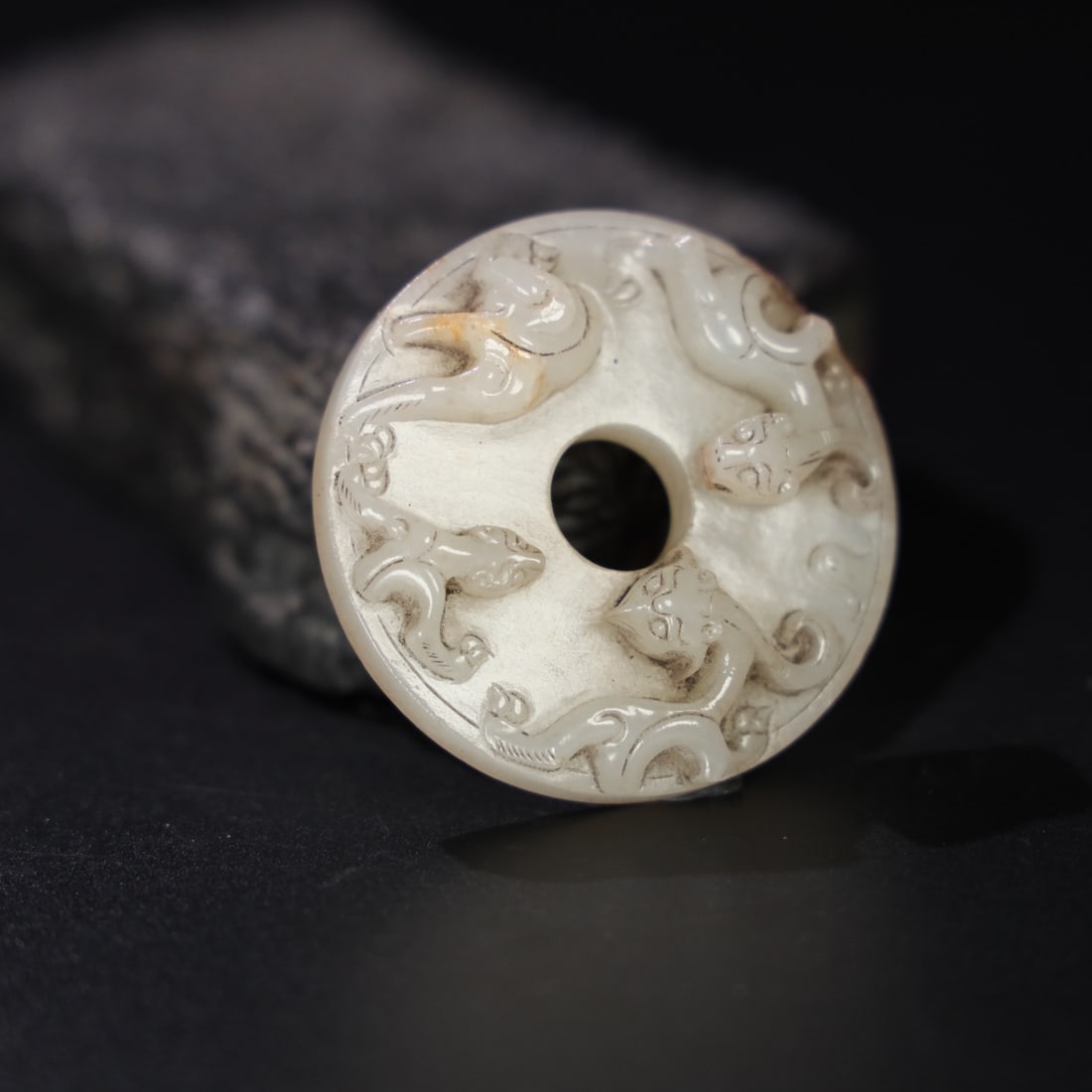 A Exquisite Hotan Jade Dragon Pattern Bi - 2