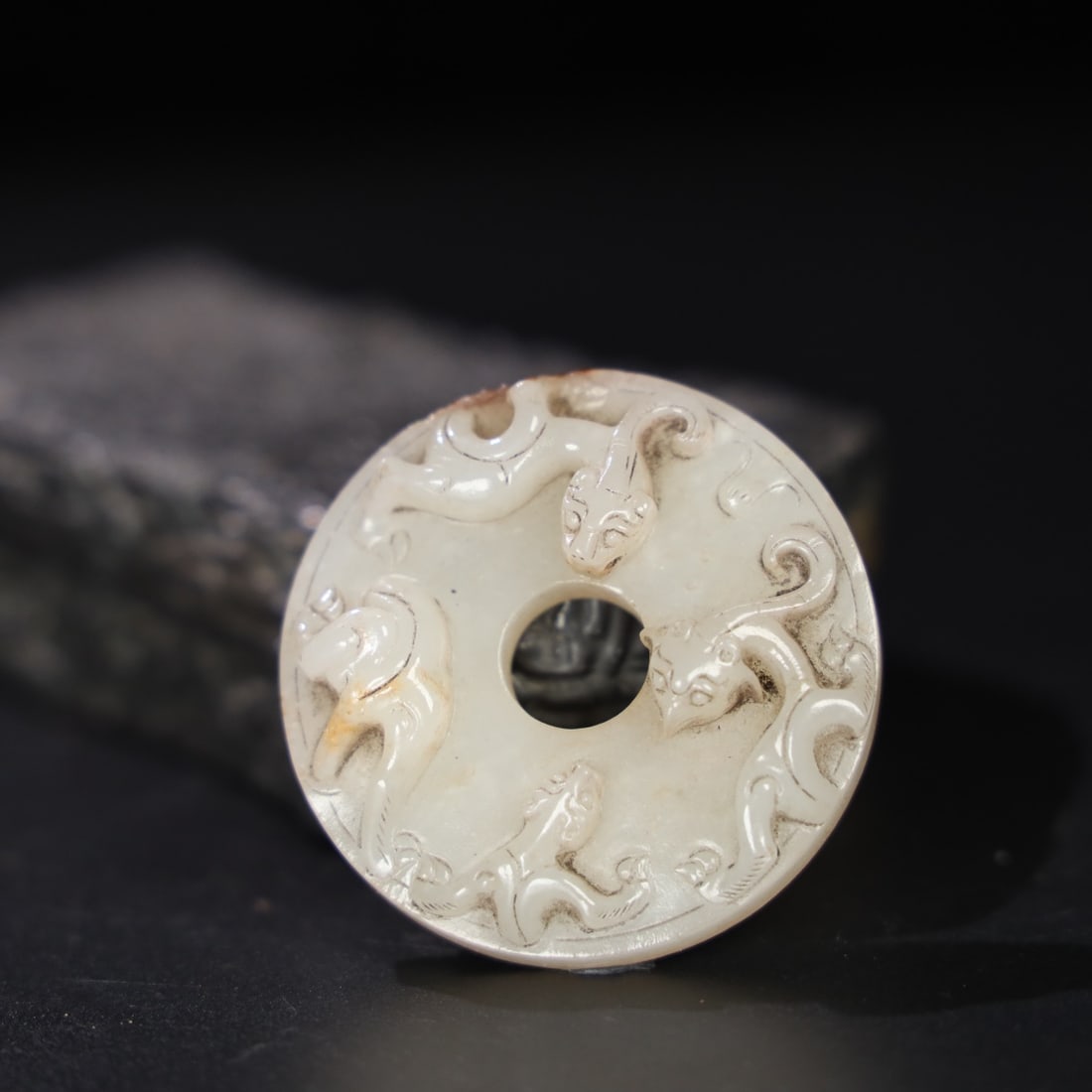 A Exquisite Hotan Jade Dragon Pattern Bi - 3