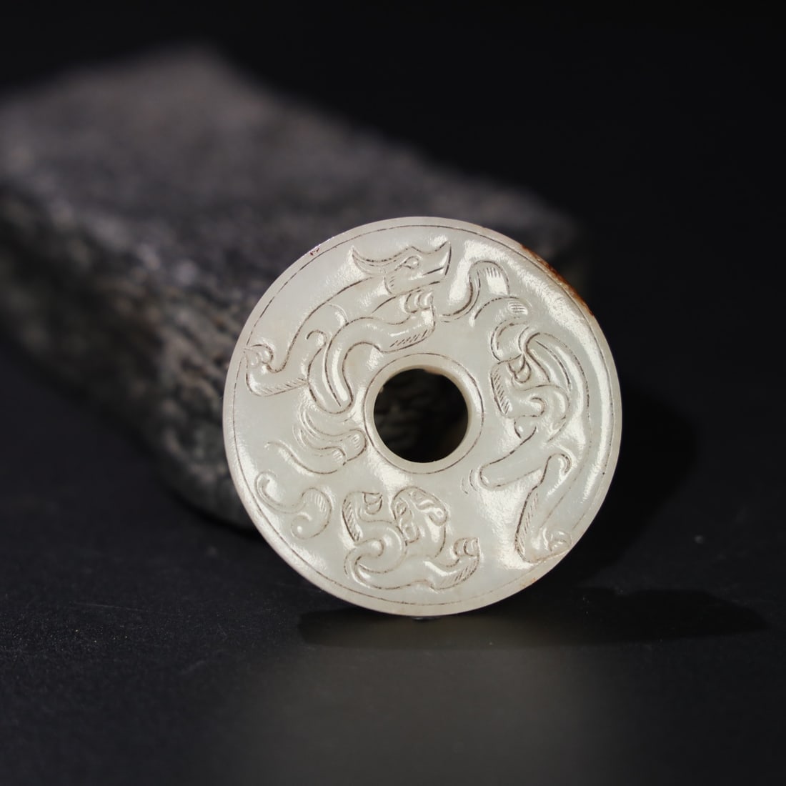 A Exquisite Hotan Jade Dragon Pattern Bi - 5