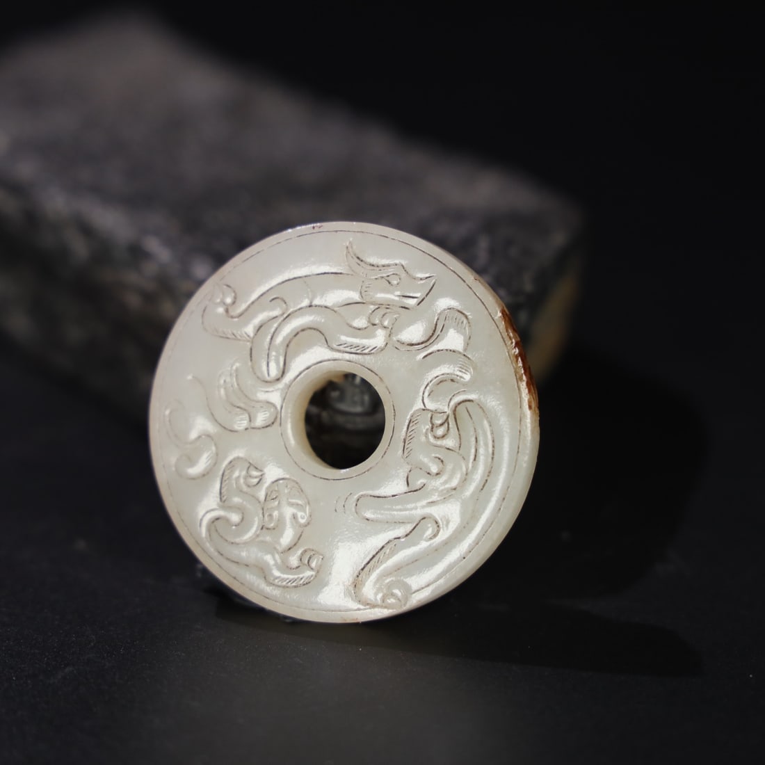 A Exquisite Hotan Jade Dragon Pattern Bi - 6
