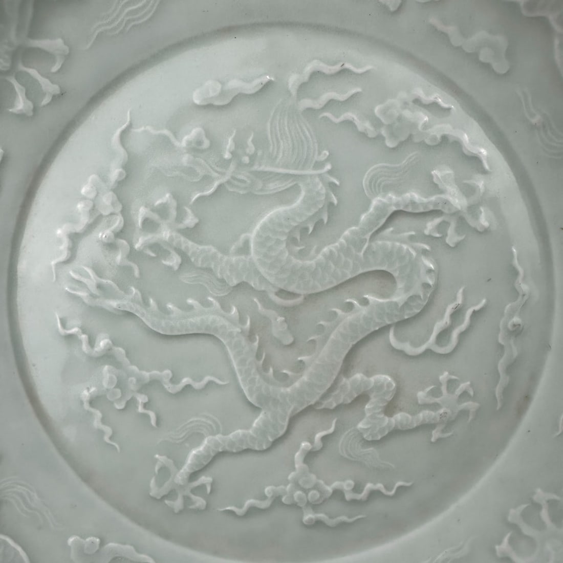 White Glaze Dragon Pattern Plate - 3