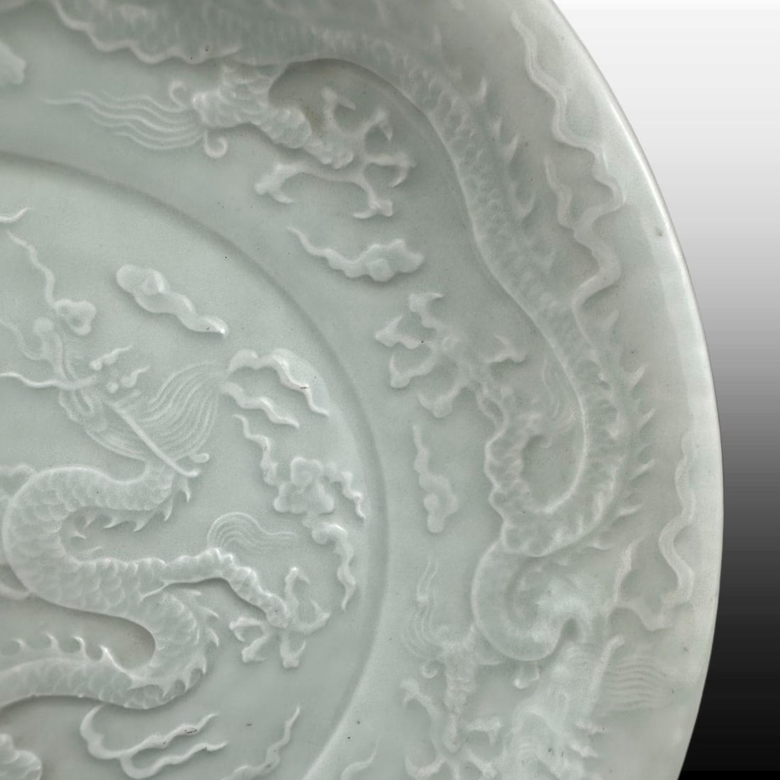 White Glaze Dragon Pattern Plate - 4